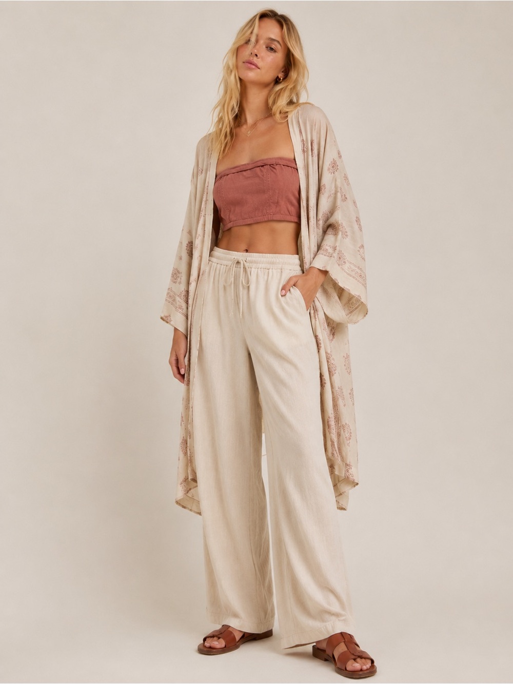 Intimately By Free People Crop Top Bandeau Dusty Rose Lace Back Size Small